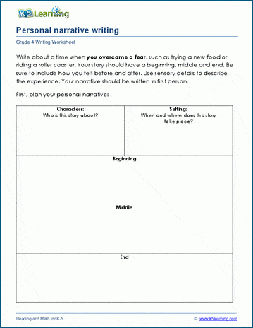 Personal narrative writing worksheets