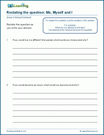 Grade 4 writing worksheet