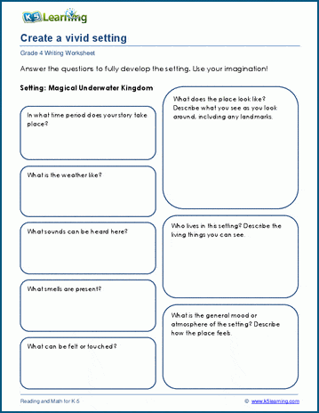 Creating settings worksheets for grade 4