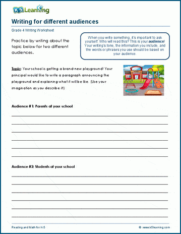 Grade 4 writing worksheet