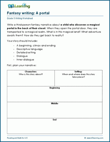 Fantasy writing worksheets