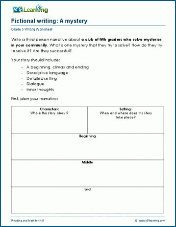 Fictional writing worksheets | K5 Learning