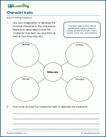 Grade 5 narrative writing worksheet