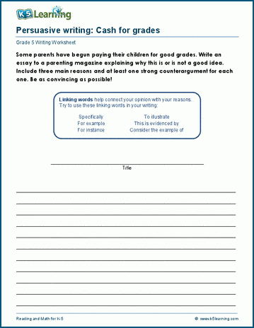 Grade 5 Persuasive Writing Prompts: Grades