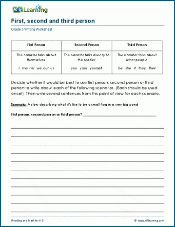 Writing from different points of view worksheets for grade 5